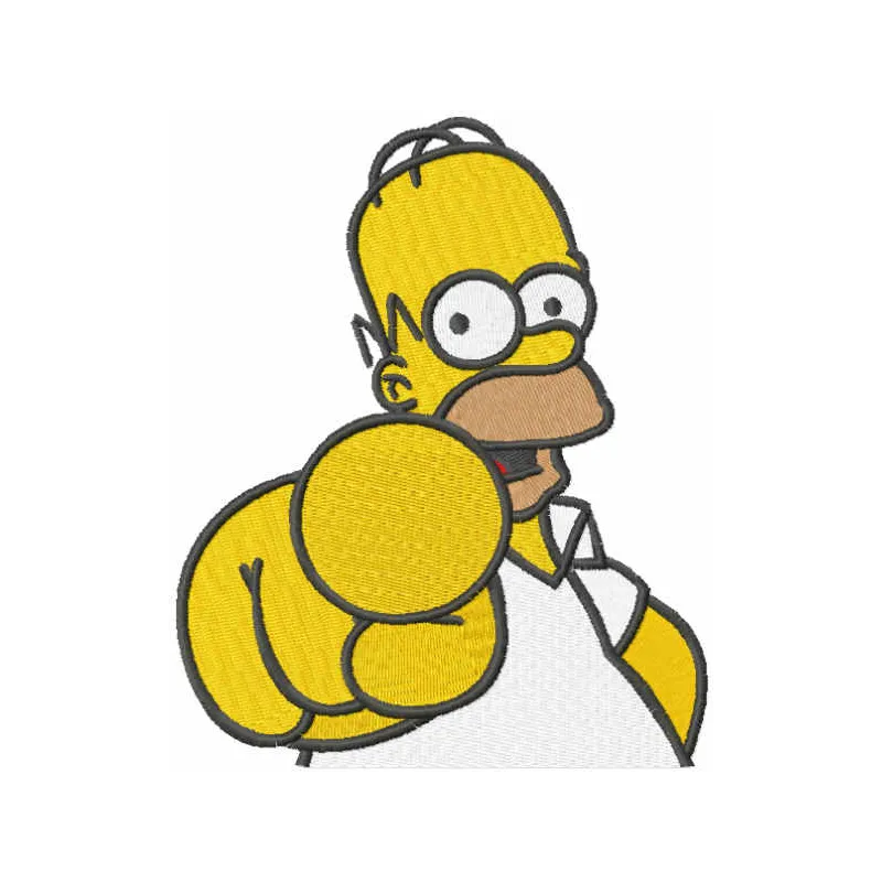 Homer Simpson pointing at you embroidery design, showcasing a fun and playful stitching pattern from the Simpsons collection.