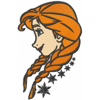 Preview of the Anna Loving Time embroidery design from the Frozen collection, showcasing intricate stitching patterns.