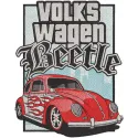 Volkswagen Beetle car embroidery design showcasing a vintage vehicle motif for creative stitching projects.