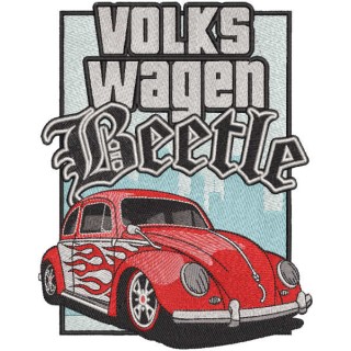 Volkswagen beetle car embroidery design - Embroidery Design