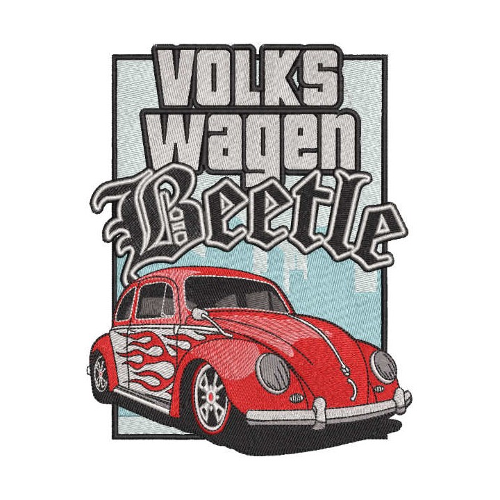 Volkswagen beetle car embroidery design - Embroidery Design