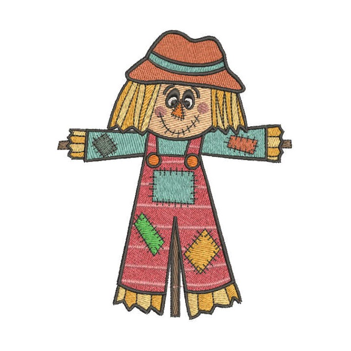 Patchwork scarecrow embroidery design - Embroidery Design