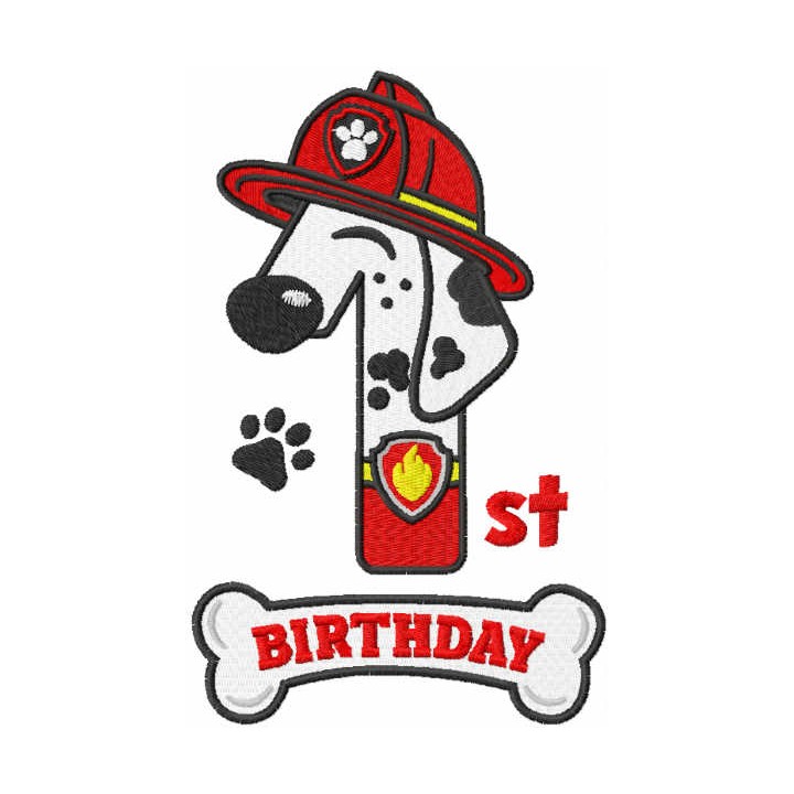 Marshall one birthday embroidery design - Embroidery Design