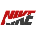 Nike red and black logo embroidery design, showcasing a stylish stitched pattern for apparel and accessories.