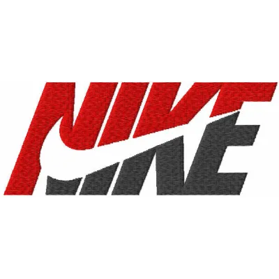 Nike red and black logo embroidery design, showcasing a stylish stitched pattern for apparel and accessories.
