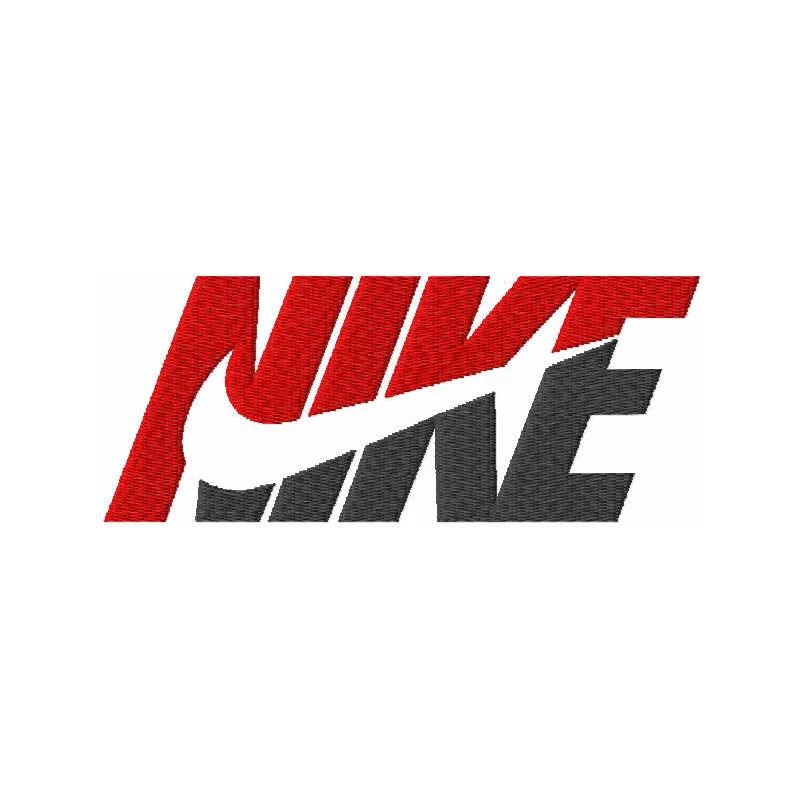 Nike red and black logo embroidery design, showcasing a stylish stitched pattern for apparel and accessories.