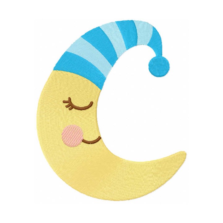 Sleeping crescent embroidery design - Embroidery Design