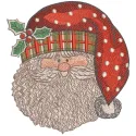 Cheerful Santa Claus happy face embroidery design for festive stitching on holiday apparel and decorations.