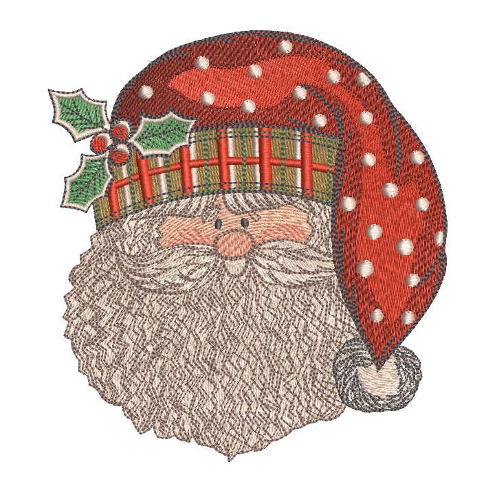 Santa Claus happy face embroidery design - Embroidery Design