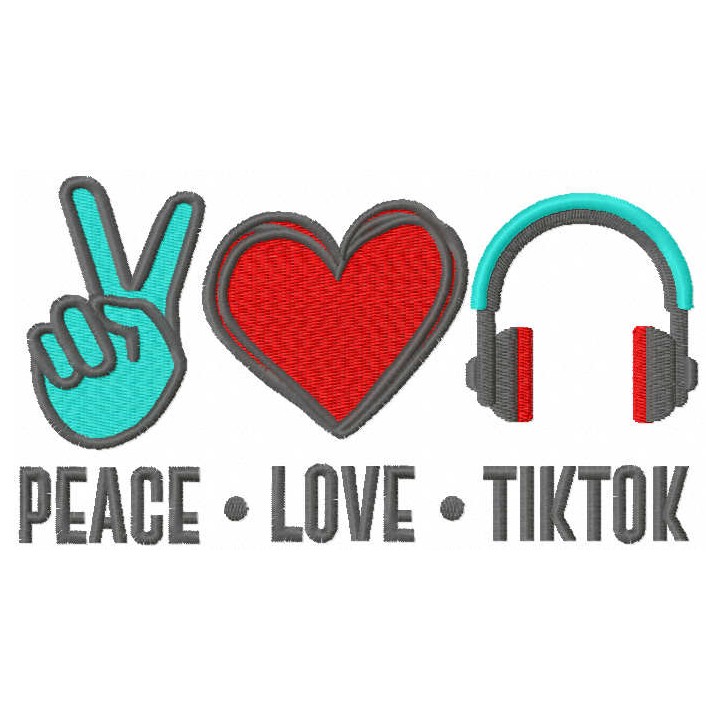 Peace love tiktok embroidery design - Embroidery Design