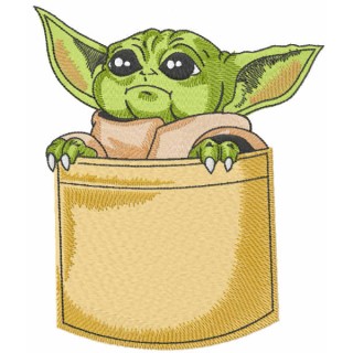 Baby yoda in pocket embroidery design - Embroidery Design