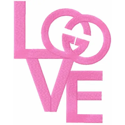 Intricate Love Gucci embroidery design showcasing stylish motifs for t-shirts and accessories.