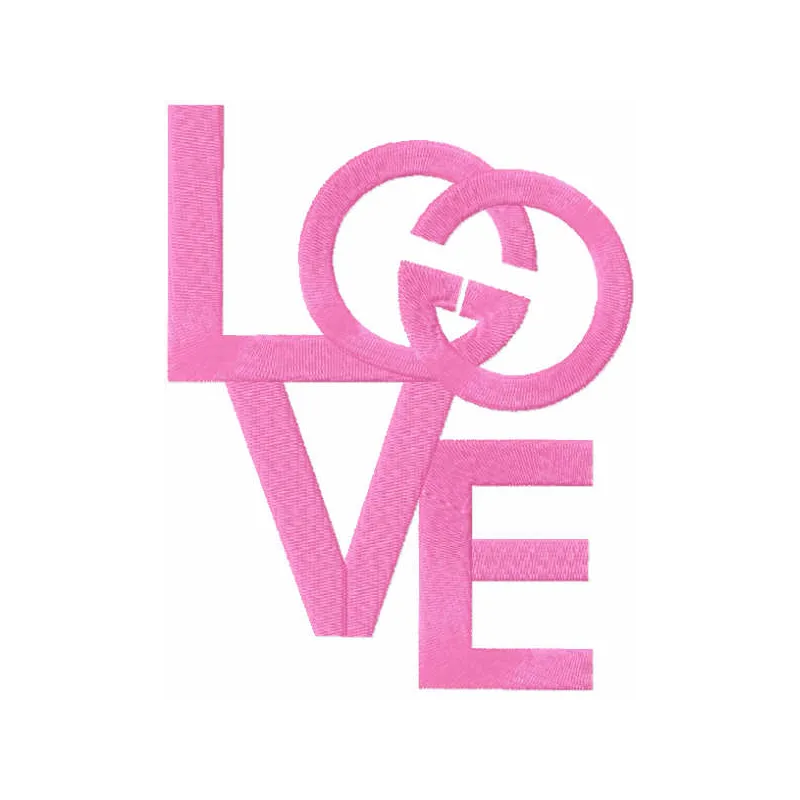 Intricate Love Gucci embroidery design showcasing stylish motifs for t-shirts and accessories.