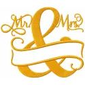 Preview of Mr And Mrs Split Monogram embroidery design featuring elegant lettering for personalized stitching.