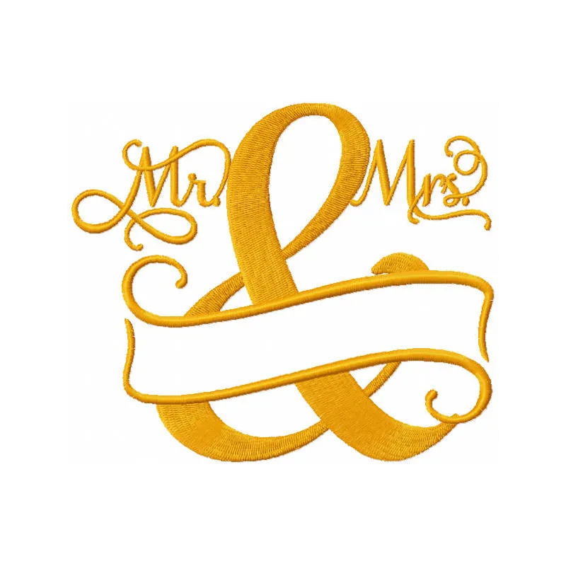 Preview of Mr And Mrs Split Monogram embroidery design featuring elegant lettering for personalized stitching.
