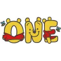 Preview of the Pooh one embroidery design featuring playful characters, ideal for stitching on baby onesies and garments.