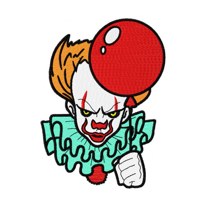 Joker with balloon embroidery design - Embroidery Design