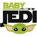 Adorable Baby Jedi embroidery design featuring a young Jedi master, perfect for baby onesies and blankets.