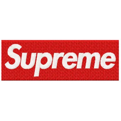 Supreme logo embroidery design showcased on a stylish hoodie, ideal for fashion and apparel enthusiasts.