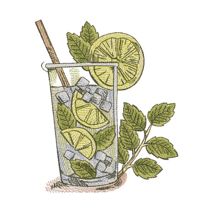 Margarita cocktail glass embroidery design - Embroidery Design