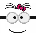 Minion girl mask embroidery design featuring a playful character from Despicable Me, perfect for fun projects.