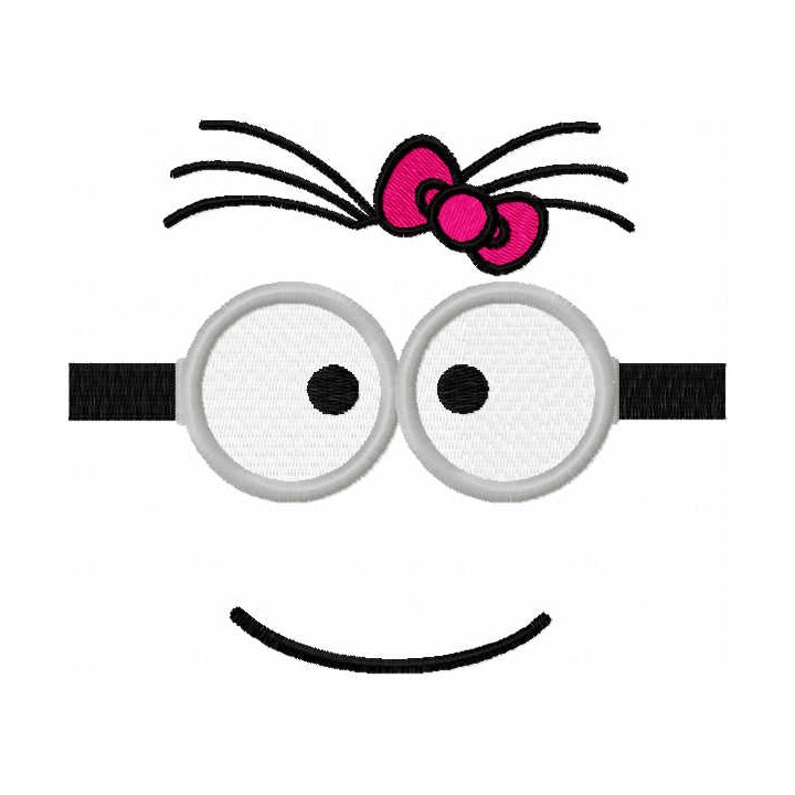Minion girl mask embroidery design - Embroidery Design