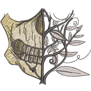 Spring skull facemask embroidery design - Embroidery Design