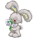 Bunny with snowdrops embroidery design showcasing a charming stitched motif of a rabbit surrounded by flowers.