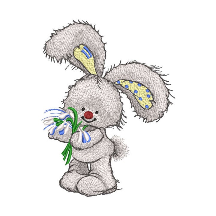 Bunny with snowdrops embroidery design - Embroidery Design