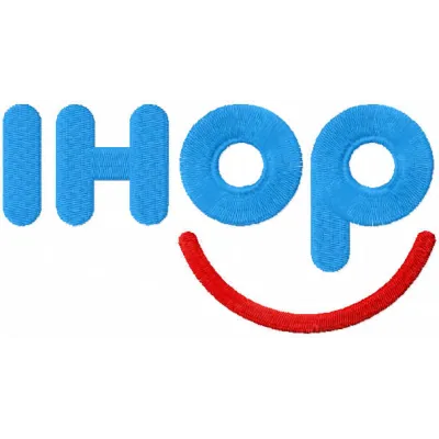 Ihoop logo embroidery design preview showcasing a vibrant stitched motif for fast food and markets.