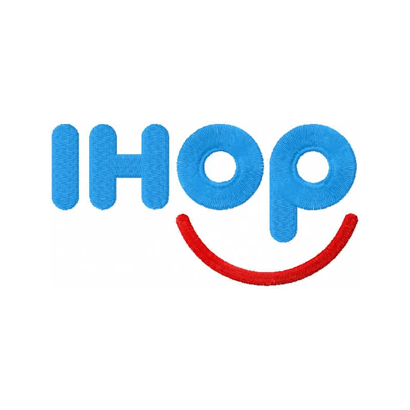 Ihoop logo embroidery design preview showcasing a vibrant stitched motif for fast food and markets.