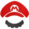Embroidery design of a Super Mario hat, showcasing a playful and nostalgic stitched motif for crafting projects.