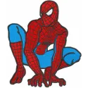 Spiderman ready to attack embroidery design featuring dynamic action pose for creative stitching projects.