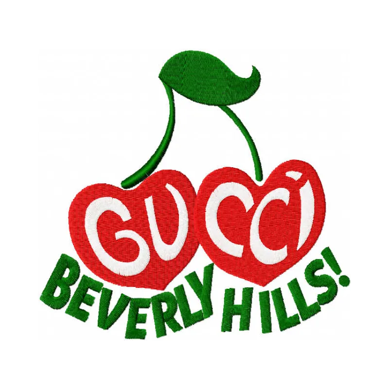Gucci Beverly Hills logo embroidery design preview showcasing intricate stitching patterns for stylish creations.