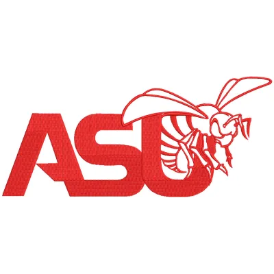 Alabama State Hornet logo one color embroidery design preview for stitching on apparel and accessories.