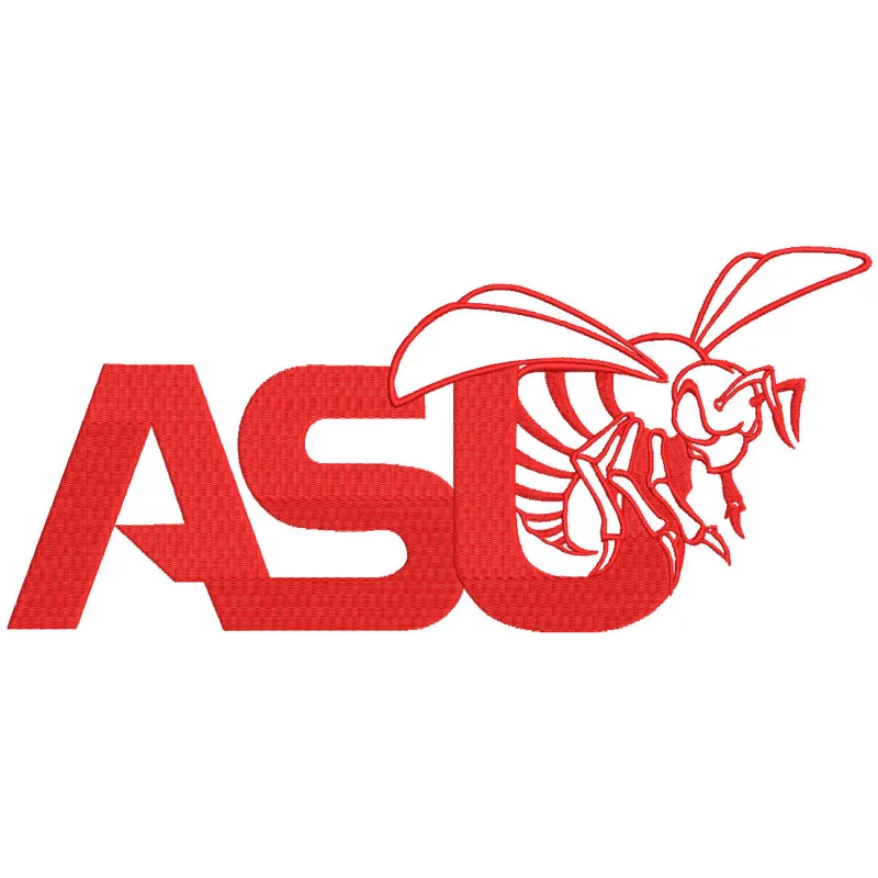 Alabama State Hornet logo one color embroidery design preview for stitching on apparel and accessories.