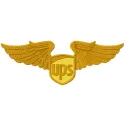 UPS gold wings embroidery design showcasing the iconic delivery service logo in intricate stitching details.