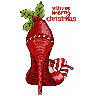 Wish shoe merry christmas embroidery design - Embroidery Design