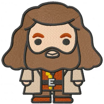Hagrid embroidery design featuring a whimsical depiction of the beloved character from Harry Potter.