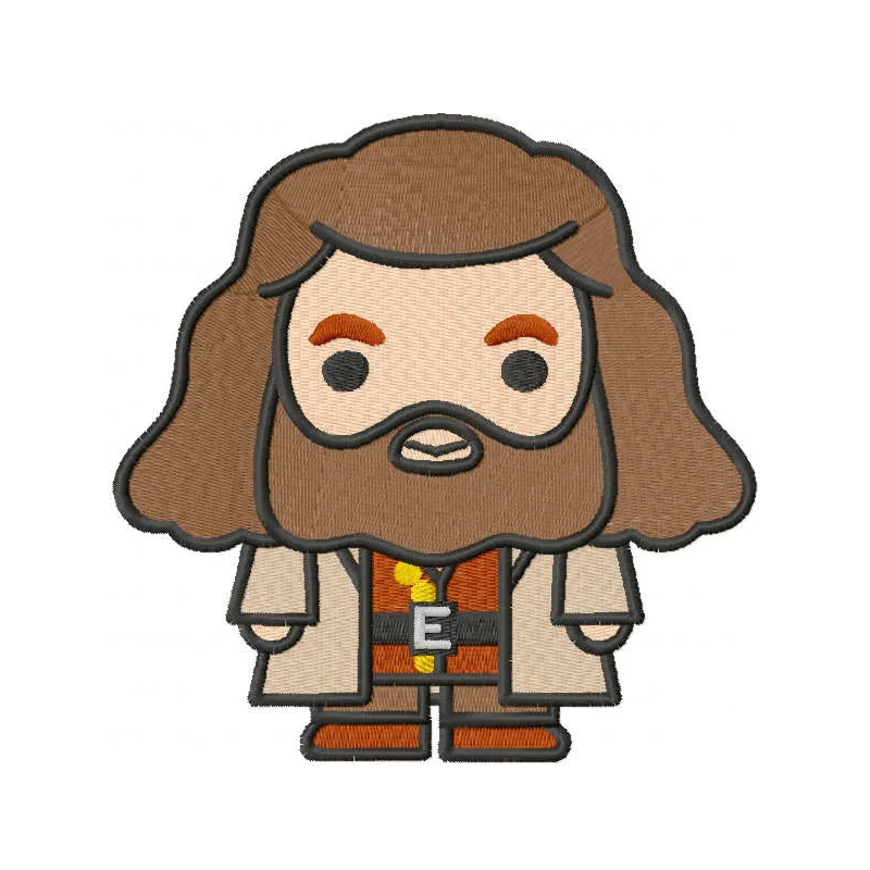 Hagrid embroidery design featuring a whimsical depiction of the beloved character from Harry Potter.