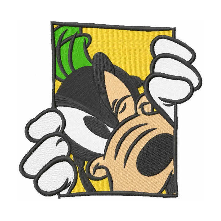 Goofy in the window embroidery design - Embroidery Design