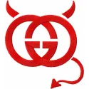 Gucci devil logo embroidery design showcasing intricate stitching patterns for trendy apparel and accessories.