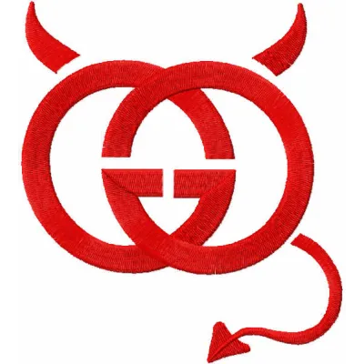 Gucci devil logo embroidery design showcasing intricate stitching patterns for trendy apparel and accessories.