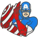 Embroidery design featuring Captain America with a broken shield, ideal for creative stitching projects.