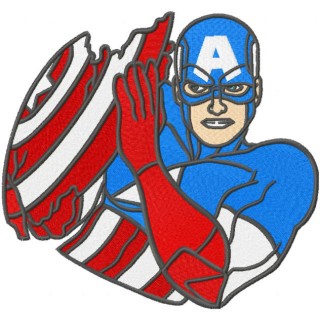 Captain America with a broken shield embroidery design - Embroidery Design