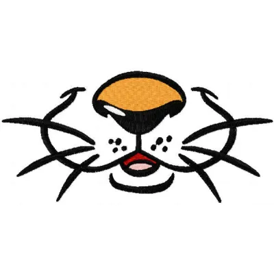 Cute tiger nose embroidery design for masks, showcasing a playful stitched motif for fun projects.