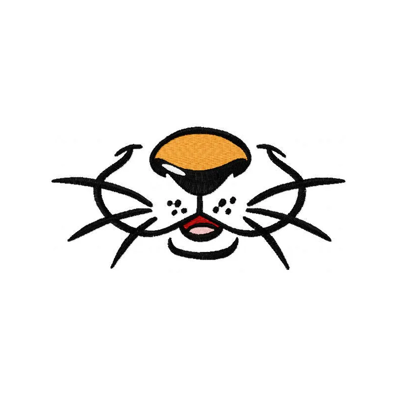 Cute tiger nose embroidery design for masks, showcasing a playful stitched motif for fun projects.
