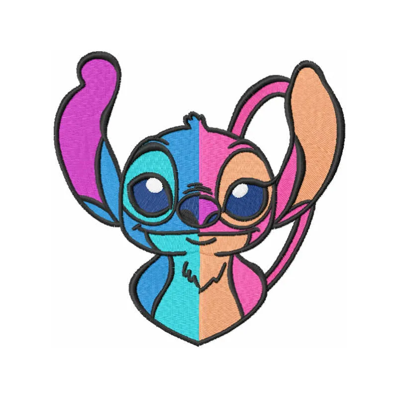 Two sides embroidery design featuring Lilo and Stitch, showcasing intricate details for creative stitching.