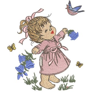 Girl enjoys summer embroidery design - Embroidery Design