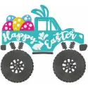 Happy Easter jeep embroidery design featuring a festive jeep adorned with Easter elements, perfect for stitching on t-shirts…